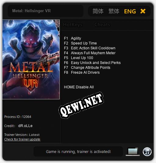 Трейнер для Metal: Hellsinger VR [v1.0.5]