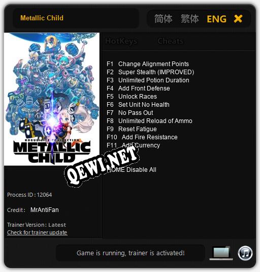 Metallic Child: Трейнер +11 [v1.3]