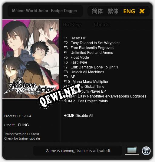 Meteor World Actor: Badge Dagger: Трейнер +14 [v1.2]