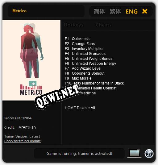 Metrico: Трейнер +12 [v1.1]