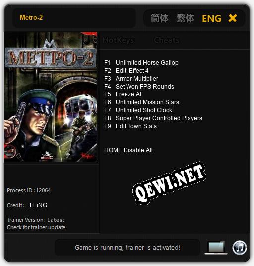 Metro-2: Трейнер +9 [v1.7]