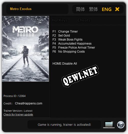 Metro Exodus: ТРЕЙНЕР И ЧИТЫ (V1.0.79)