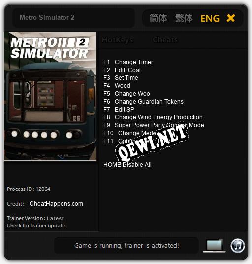 Трейнер для Metro Simulator 2 [v1.0.2]