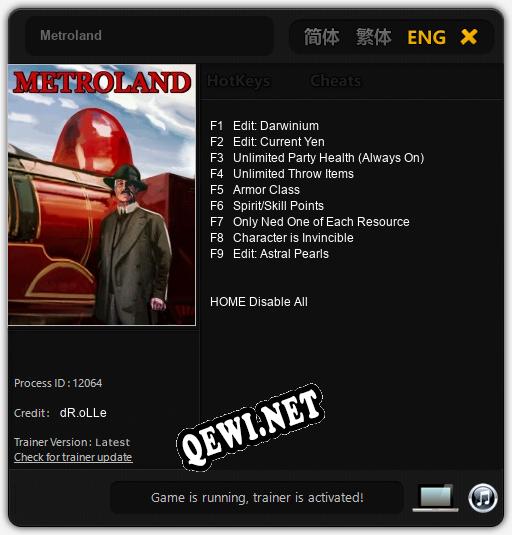 Metroland: Трейнер +9 [v1.5]