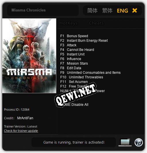 Miasma Chronicles: ТРЕЙНЕР И ЧИТЫ (V1.0.51)