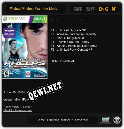 Трейнер для Michael Phelps: Push the Limit [v1.0.3]