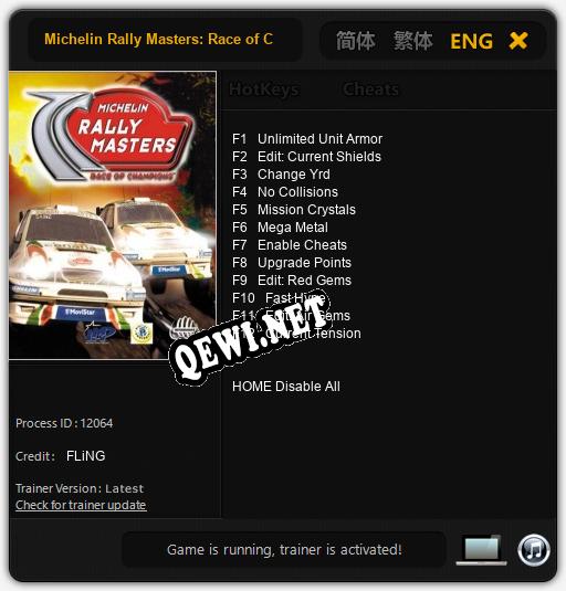 Michelin Rally Masters: Race of Champions: Трейнер +12 [v1.8]