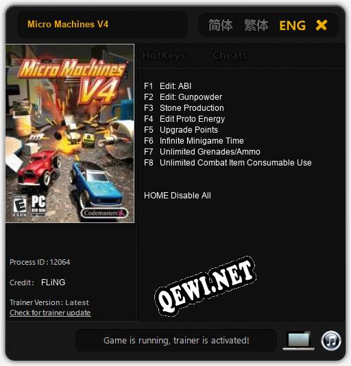 Трейнер для Micro Machines V4 [v1.0.8]