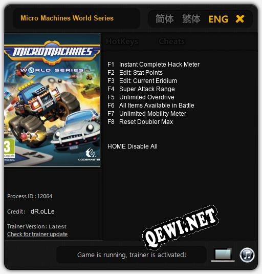 Micro Machines World Series: Читы, Трейнер +8 [dR.oLLe]