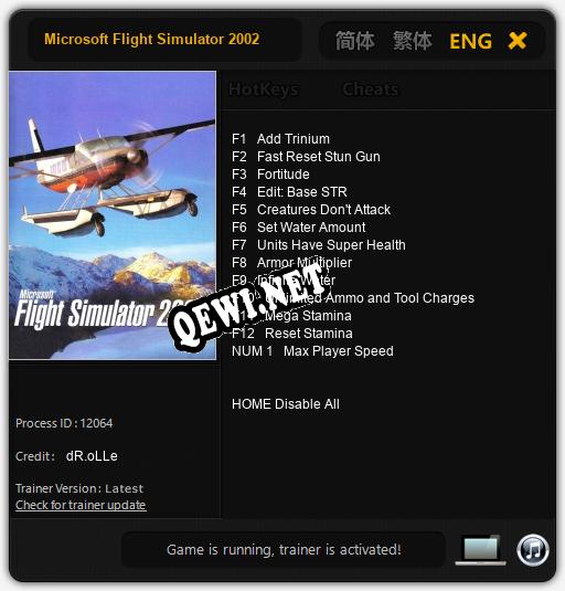 Microsoft Flight Simulator 2002: Трейнер +13 [v1.5]