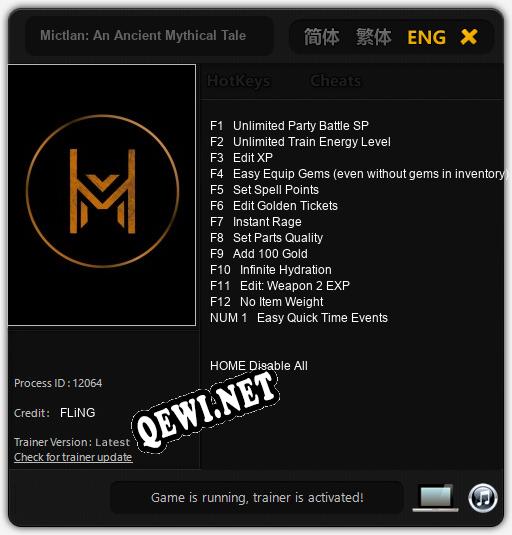 Трейнер для Mictlan: An Ancient Mythical Tale [v1.0.7]