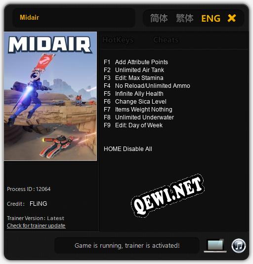 Midair: Трейнер +9 [v1.2]