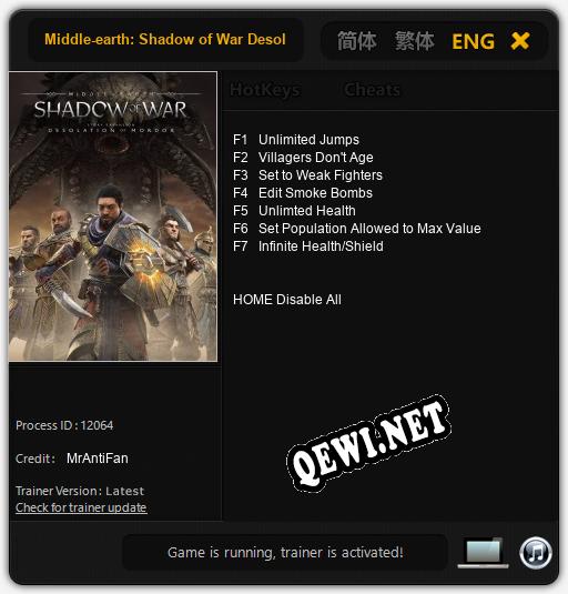 Middle-earth: Shadow of War Desolation of Mordor: Трейнер +7 [v1.5]