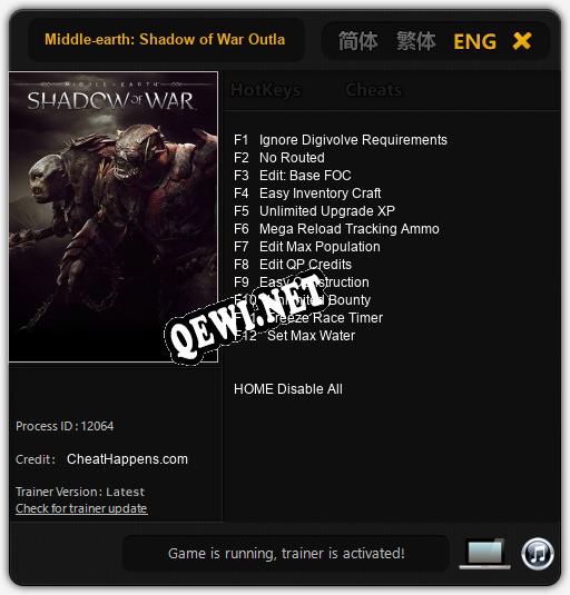 Трейнер для Middle-earth: Shadow of War Outlaw Tribe Nemesis Expansion [v1.0.4]