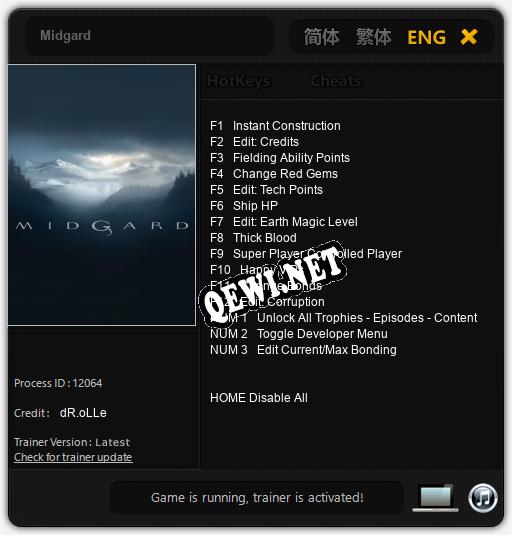 Midgard: ТРЕЙНЕР И ЧИТЫ (V1.0.97)