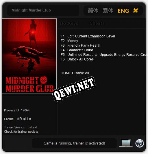 Midnight Murder Club: ТРЕЙНЕР И ЧИТЫ (V1.0.42)