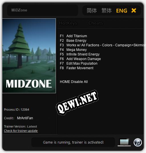 Трейнер для MiDZone [v1.0.2]