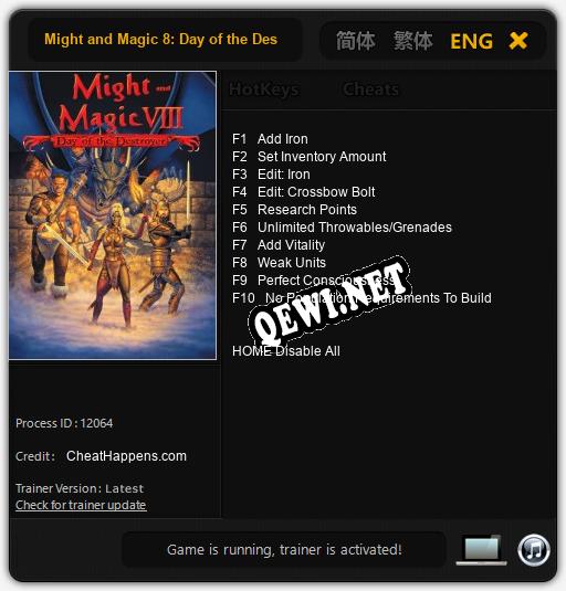 Трейнер для Might and Magic 8: Day of the Destroyer [v1.0.8]