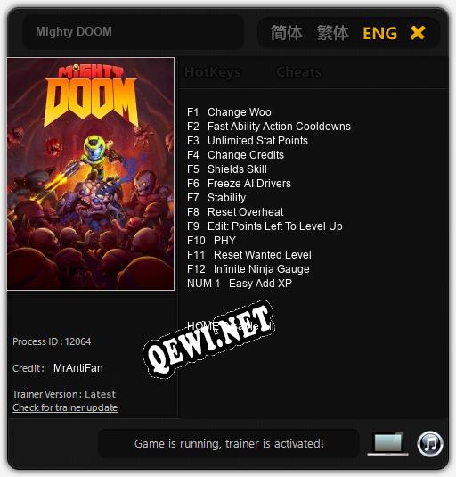 Трейнер для Mighty DOOM [v1.0.4]