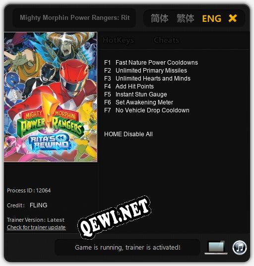 Трейнер для Mighty Morphin Power Rangers: Ritas Rewind [v1.0.7]