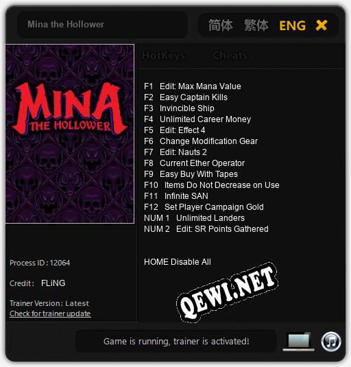 Mina the Hollower: Читы, Трейнер +14 [FLiNG]