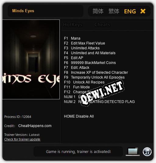 Minds Eyes: ТРЕЙНЕР И ЧИТЫ (V1.0.67)