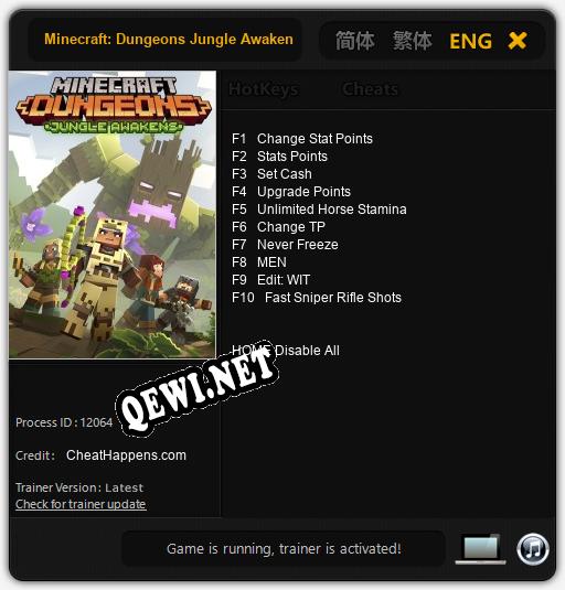 Minecraft: Dungeons Jungle Awakens: ТРЕЙНЕР И ЧИТЫ (V1.0.65)