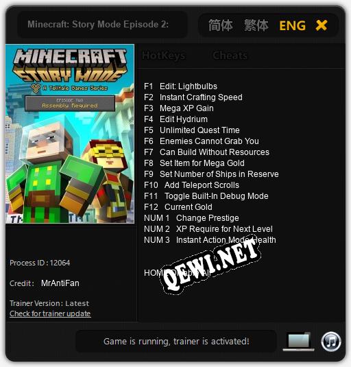 Minecraft: Story Mode Episode 2: Assembly Required: ТРЕЙНЕР И ЧИТЫ (V1.0.38)