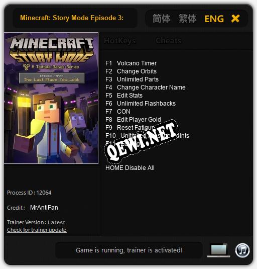Трейнер для Minecraft: Story Mode Episode 3: The Last Place You Look [v1.0.9]
