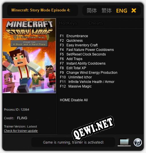 Minecraft: Story Mode Episode 4: A Block and a Hard Place: Читы, Трейнер +12 [FLiNG]