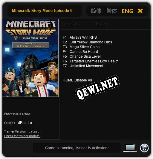 Minecraft: Story Mode Episode 6: A Portal to Mystery: ТРЕЙНЕР И ЧИТЫ (V1.0.76)