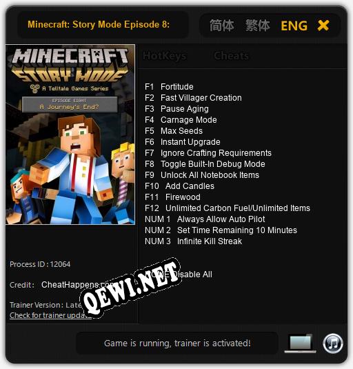Minecraft: Story Mode Episode 8: Access Denied: Читы, Трейнер +15 [CheatHappens.com]