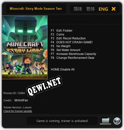 Minecraft: Story Mode Season Two: Читы, Трейнер +8 [MrAntiFan]