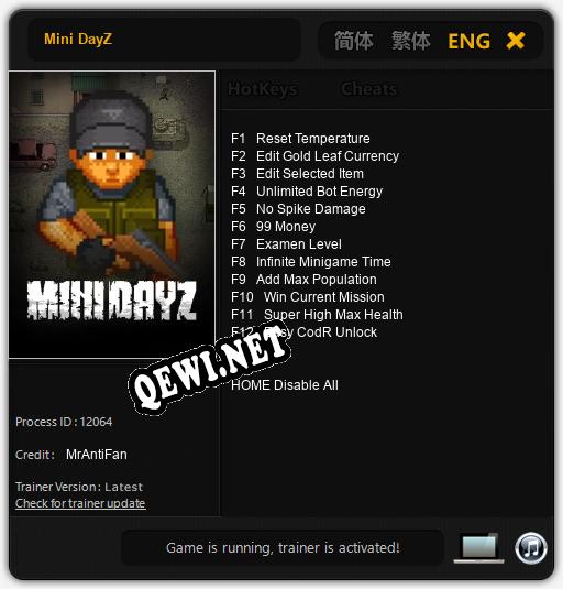Трейнер для Mini DayZ [v1.0.9]