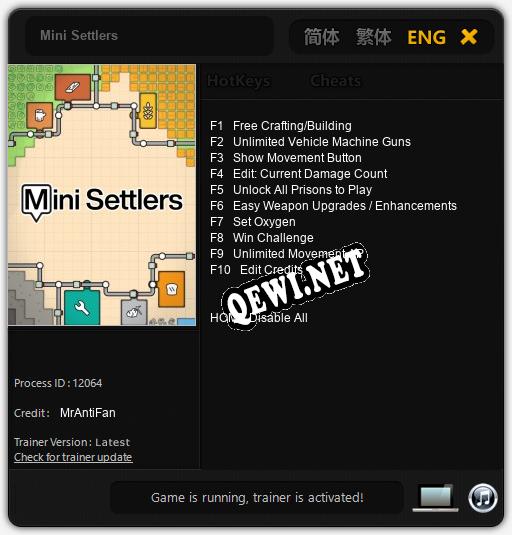 Трейнер для Mini Settlers [v1.0.7]