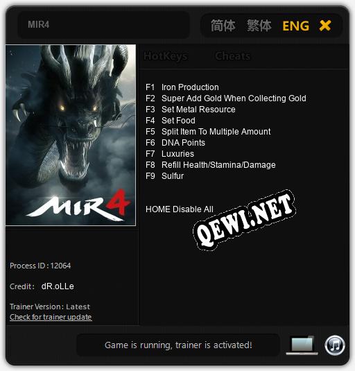 MIR4: Трейнер +9 [v1.9]