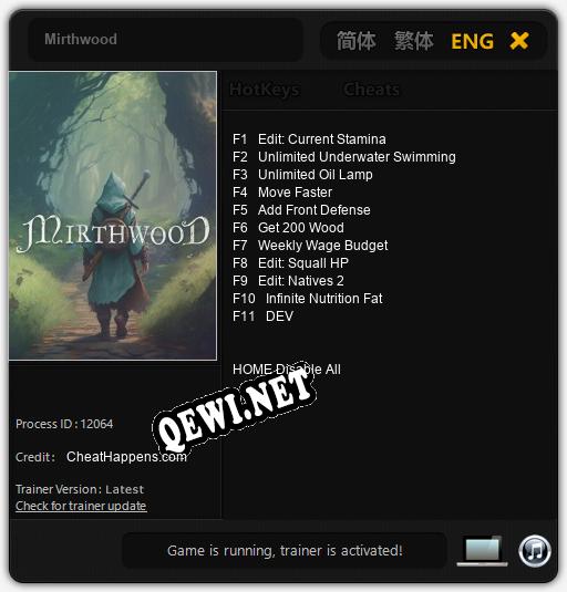 Mirthwood: ТРЕЙНЕР И ЧИТЫ (V1.0.35)