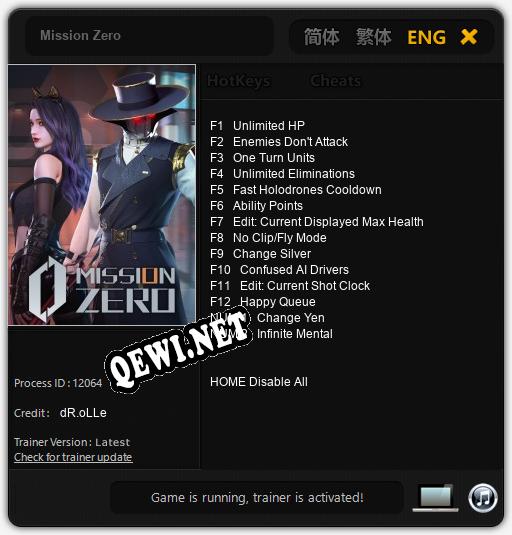 Трейнер для Mission Zero [v1.0.5]