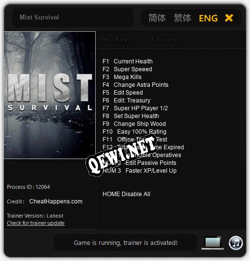 Трейнер для Mist Survival [v1.0.2]