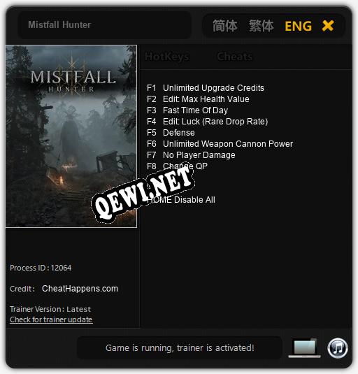 Mistfall Hunter: Трейнер +8 [v1.4]