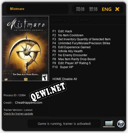 Mistmare: ТРЕЙНЕР И ЧИТЫ (V1.0.81)