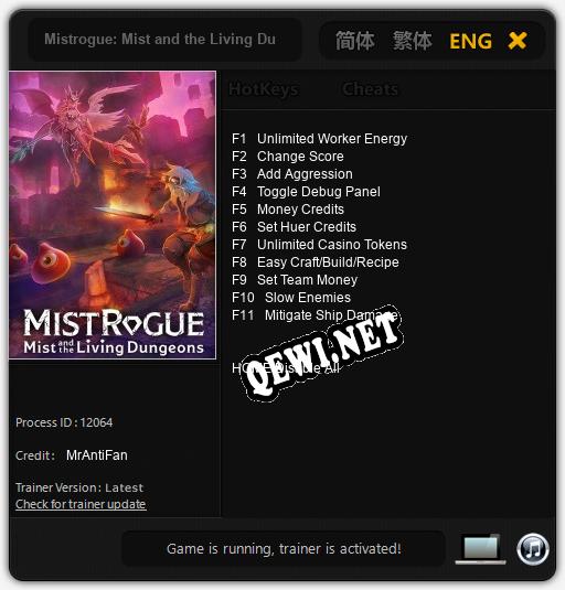 Mistrogue: Mist and the Living Dungeons: ТРЕЙНЕР И ЧИТЫ (V1.0.22)