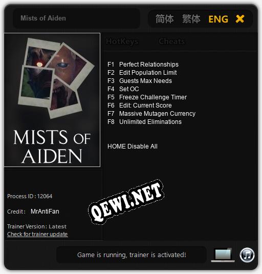 Mists of Aiden: Трейнер +8 [v1.6]