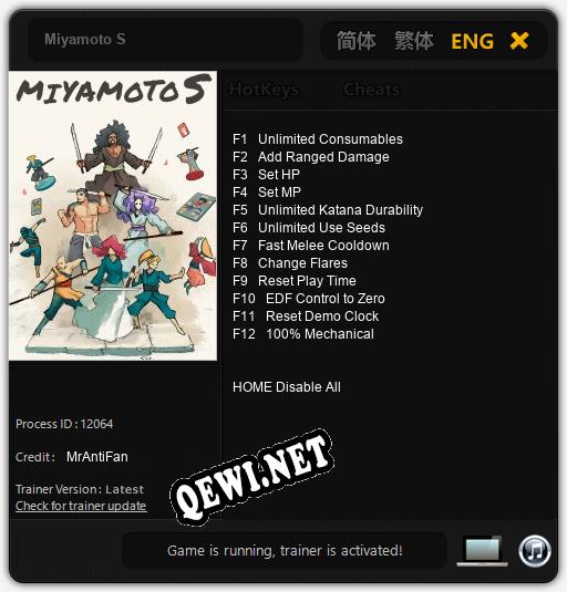 Miyamoto S: Трейнер +12 [v1.7]