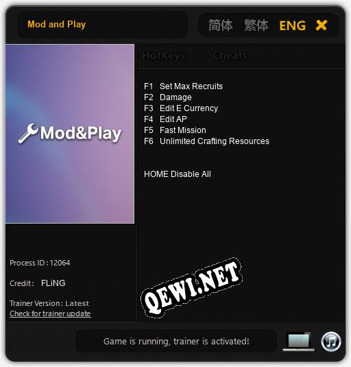 Mod and Play: Трейнер +6 [v1.6]