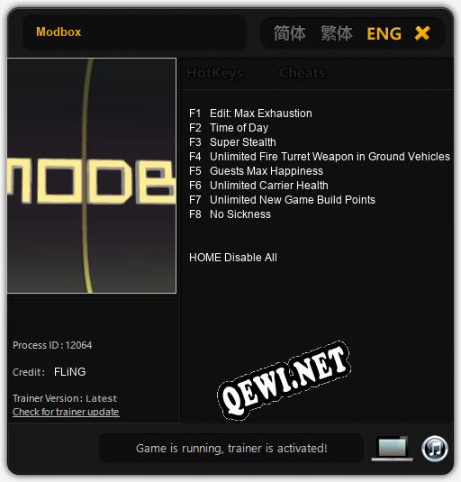 Трейнер для Modbox [v1.0.6]