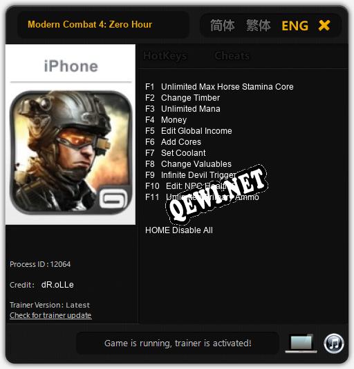 Трейнер для Modern Combat 4: Zero Hour [v1.0.5]