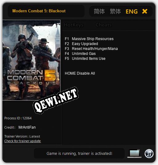 Трейнер для Modern Combat 5: Blackout [v1.0.7]