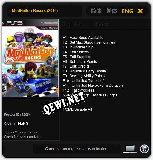 ModNation Racers (2010): Читы, Трейнер +13 [FLiNG]