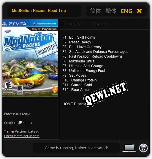 Трейнер для ModNation Racers: Road Trip [v1.0.7]